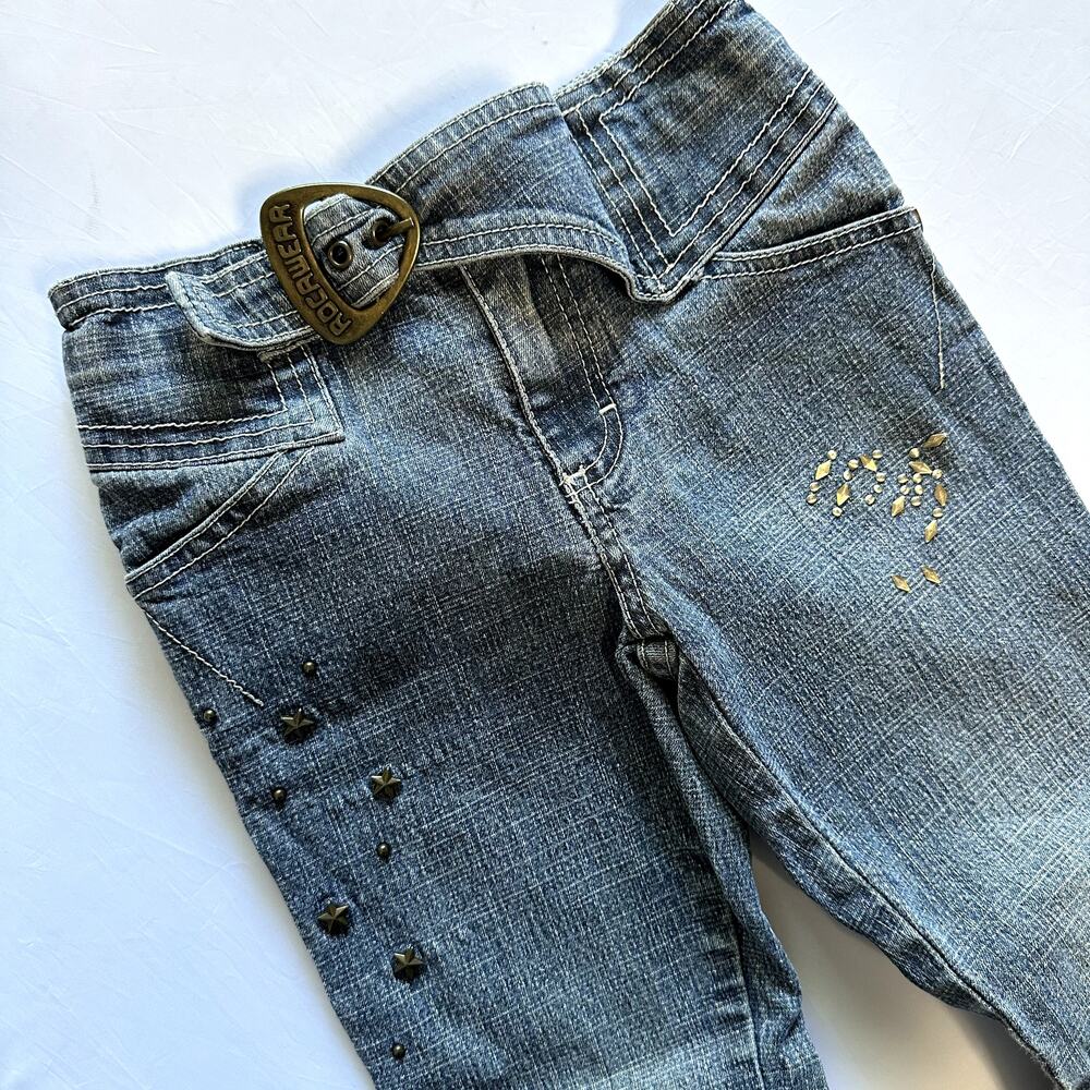 Vintage Y2k Rocawear Star Studded Belted Denim Jeans Sz. 4